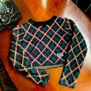 RAGGED PRIEST ARGYLE CROP SWEATER
